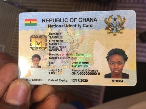 Ghana Card Officially Optimised For Use As An E-Passport Ghana Card Officially Optimised For Use As An E-Passport