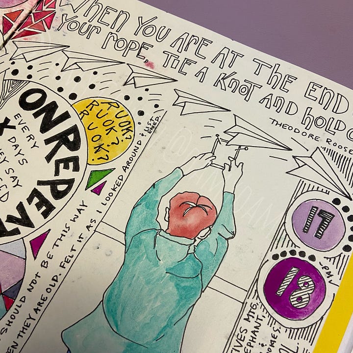 Images of icons on illustrated journal pages