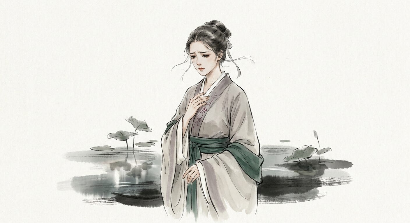 STYLE Editorial illustration blending traditional Chinese ink-and-wash (shuimo) painting with clean modern composition Muted ink-grey and bone-white base single restrained accent of deep jade green and faint plum Soft paper texture fine brus_image_1 STYLE Editorial illustration blending traditional Chinese ink-and-wash (shuimo) painting with clean modern composition Muted ink-grey and bone-white base single restrained accent of deep jade green and faint plum Soft paper texture fine brus_image_1