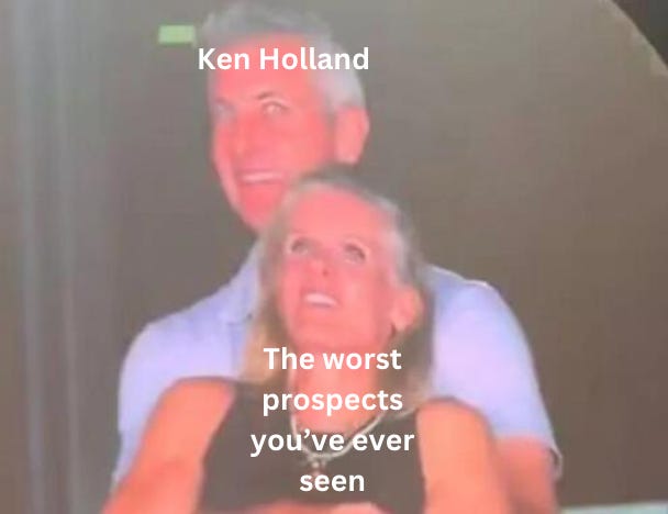 The coldplay affair meme with the caption "Ken Holland + the worst prospects you've ever seen" The coldplay affair meme with the caption "Ken Holland + the worst prospects you've ever seen"