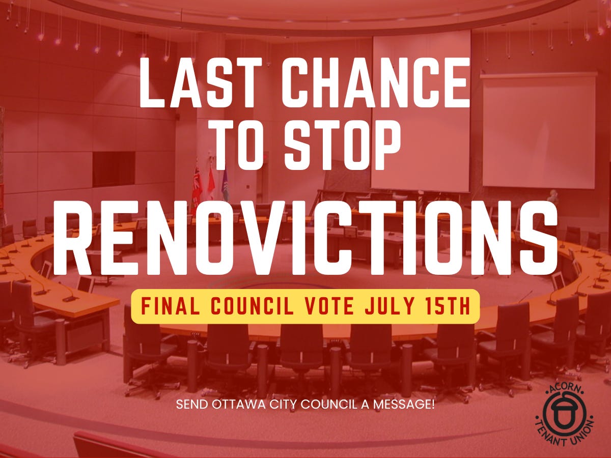 Send a Message to Ottawa City Council to STOP Renovictions Before it's too Late!