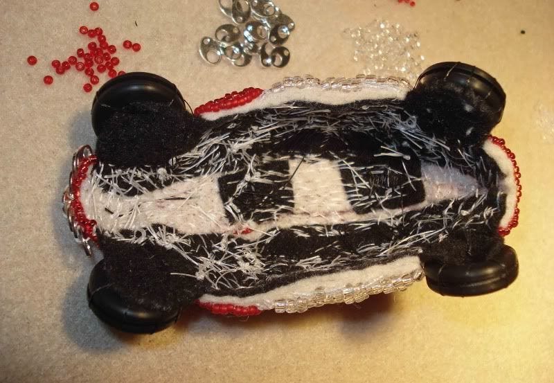 beaded love Lub Bug VW Bug Beetle red milliefiori bead embroidery beaded beadwork car etsy Valentine's Day beaded love Lub Bug VW Bug Beetle red milliefiori bead embroidery beaded beadwork car etsy Valentine's Day