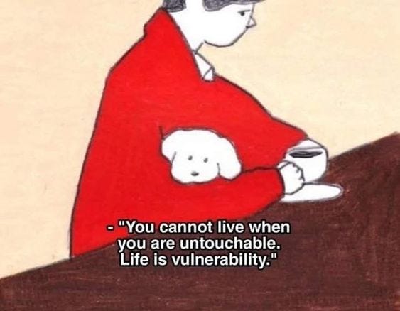 This may contain: a man sitting at a table with a cup of coffee in front of him and the caption, you cannot live when you are untoable