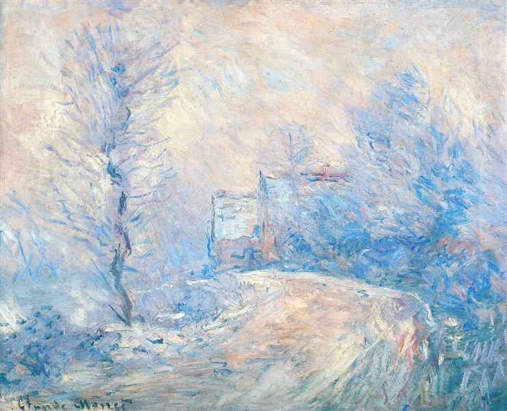 The Entrance to Giverny under the Snow, 1885 - Claude Monet