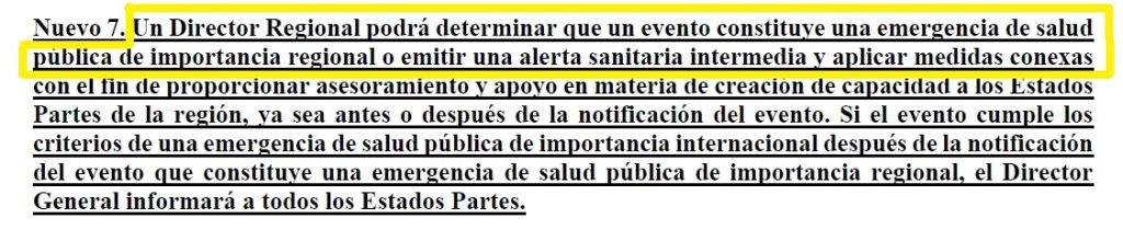 RSI - ARTÍCULO 12 - UN DIRECTOR REGIONAL DE LA OMS PODRÁ DETERMINAR EMERGENCIA DE SALUD PÚLICA DE IMPORTANCIA REGIONAL