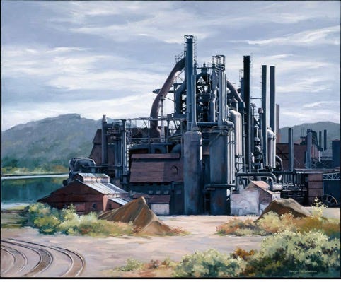A factory with a river and mountains

Description automatically generated with medium confidence
