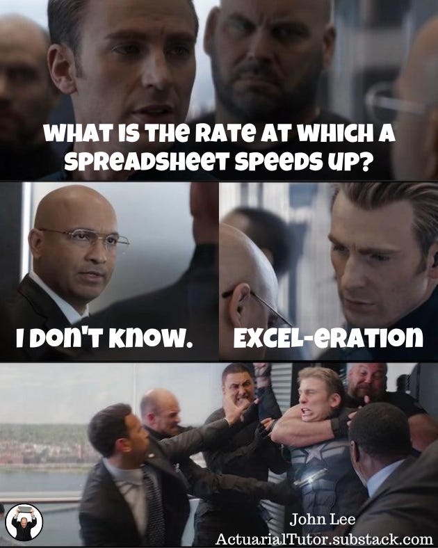 What is the rate at which a spreadsheet speeds up?