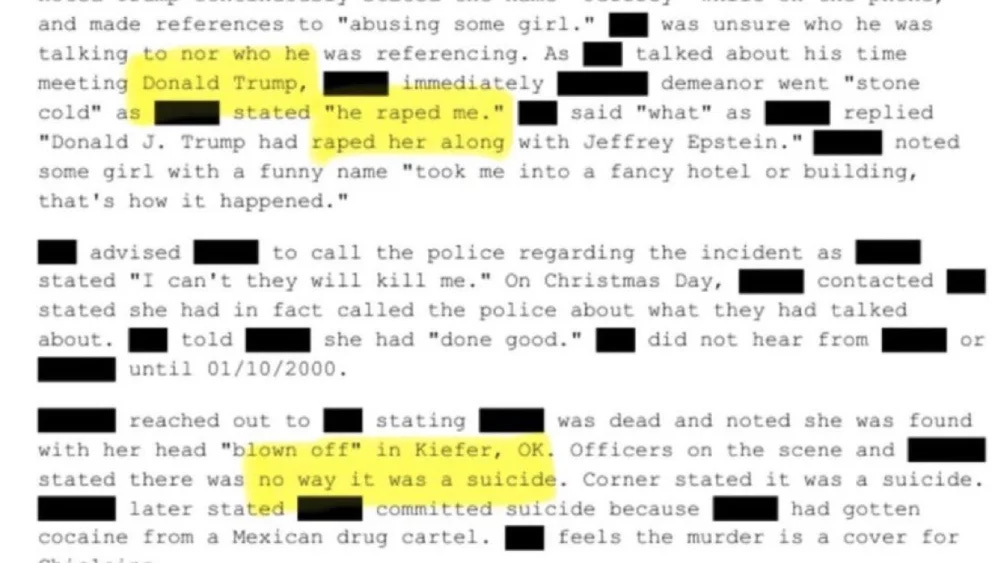 DOJ Epstein records reference Trump in Kiefer, Oklahoma death claim - News9.com DOJ Epstein records reference Trump in Kiefer, Oklahoma death claim - News9.com