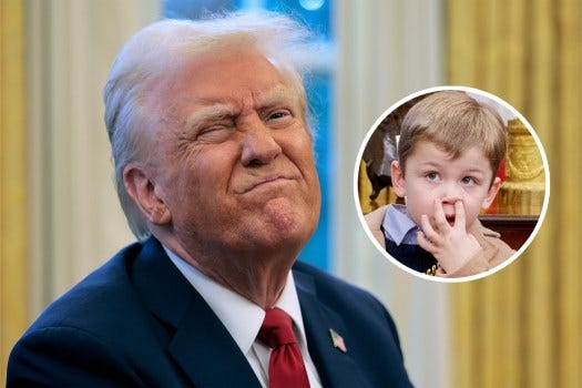 President Trump has replaced his Oval Office desk after Elon Musk's son picked his nose during a White House visit. (Getty Images)