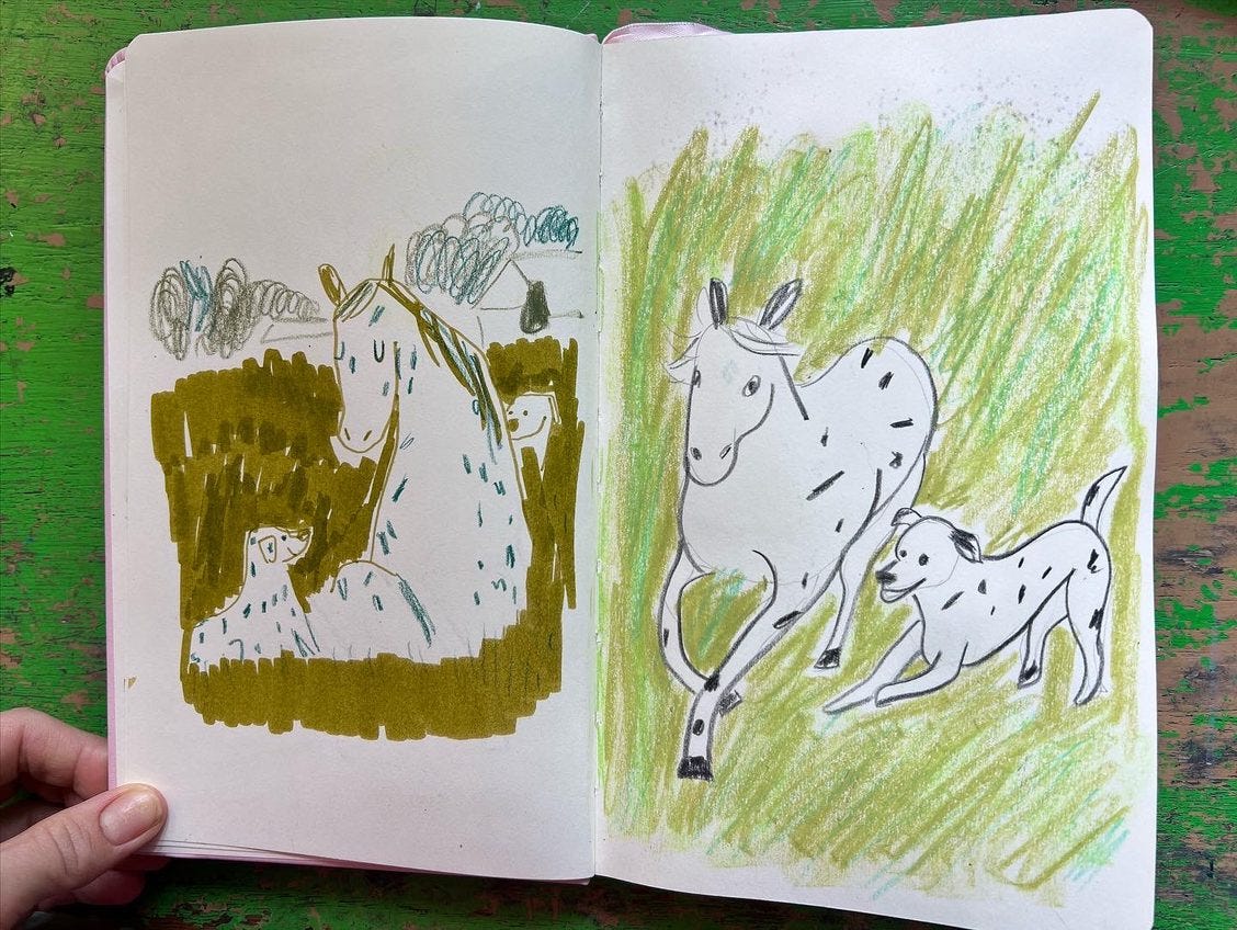 illustration of dog and cat on green table