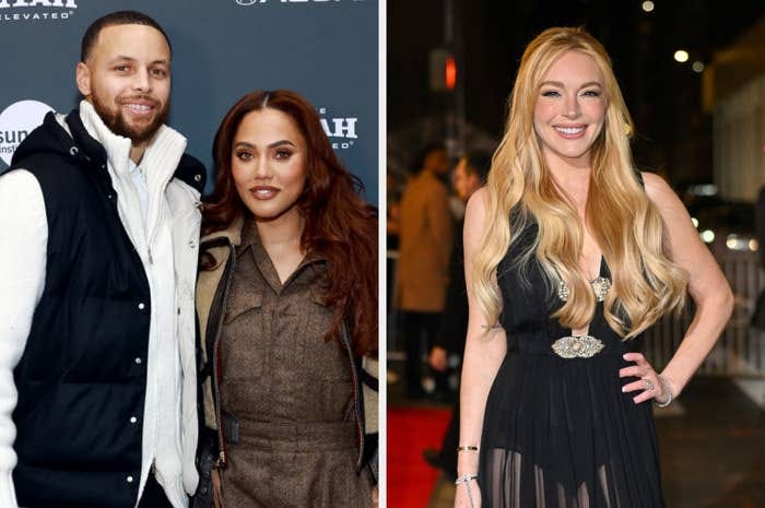 Two photos: Left shows a couple posing together; right shows a woman in an elegant dress with a decorative belt, smiling on the red carpet Two photos: Left shows a couple posing together; right shows a woman in an elegant dress with a decorative belt, smiling on the red carpet