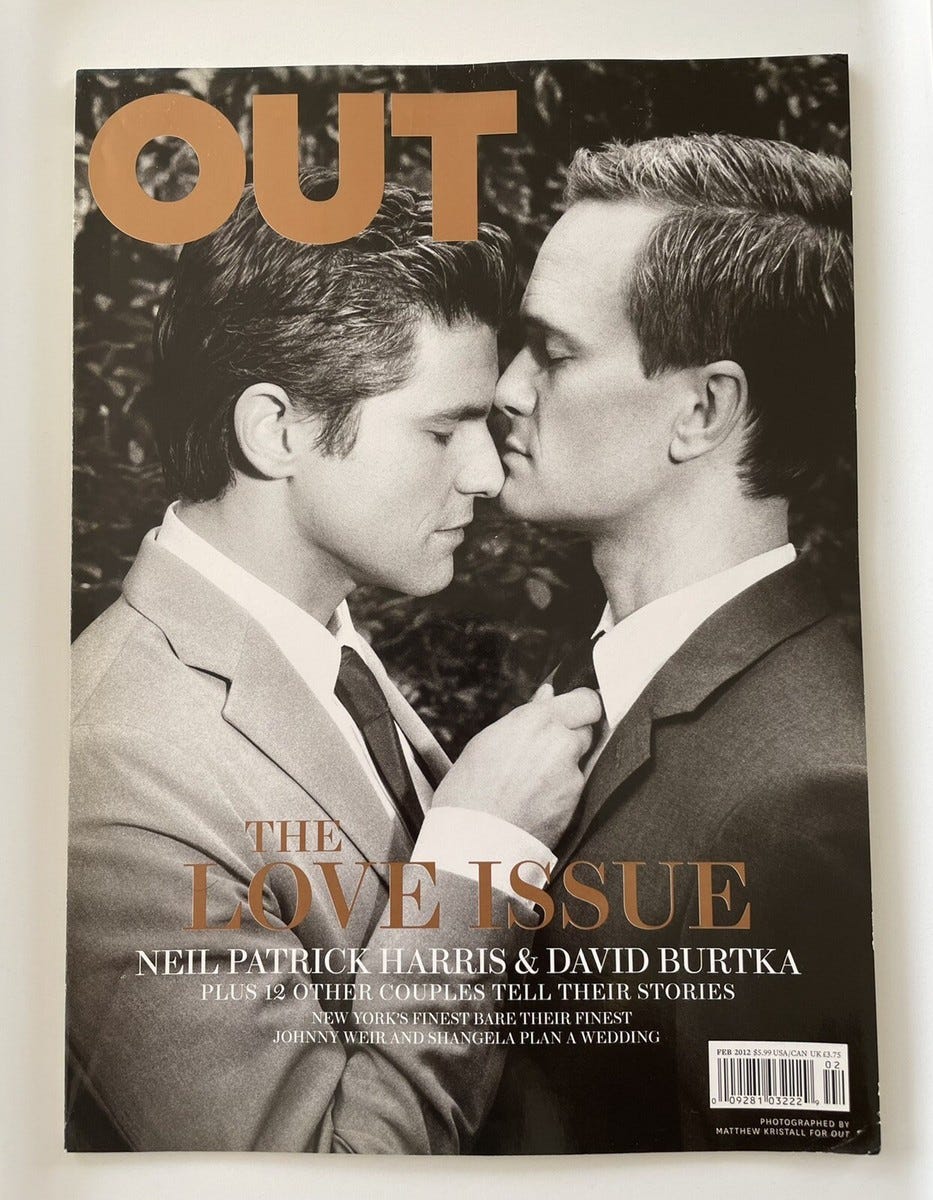 Out Magazine February 2012 Love Issue feat. Neil Patrick Harris & David  Burtka