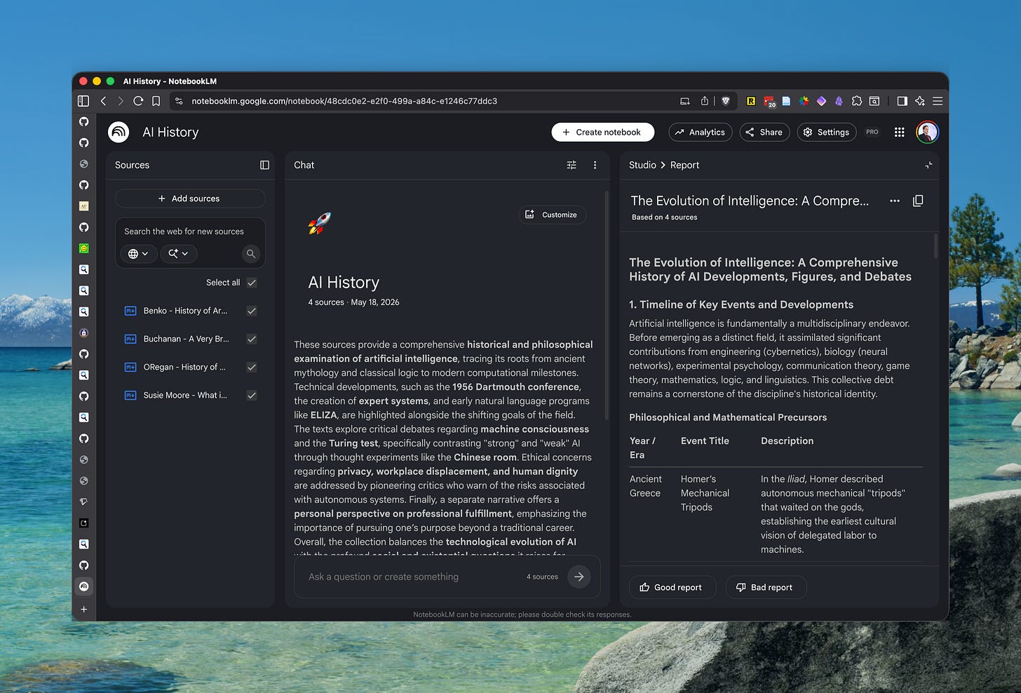 The result shown inside NotebookLM, where a new notebook was created, all for notes were added as sources, and a report was created based on those sources. The result shown inside NotebookLM, where a new notebook was created, all for notes were added as sources, and a report was created based on those sources.