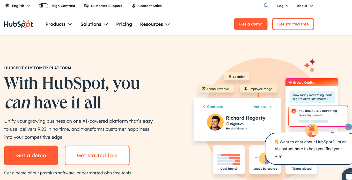 Hubspot Homepage