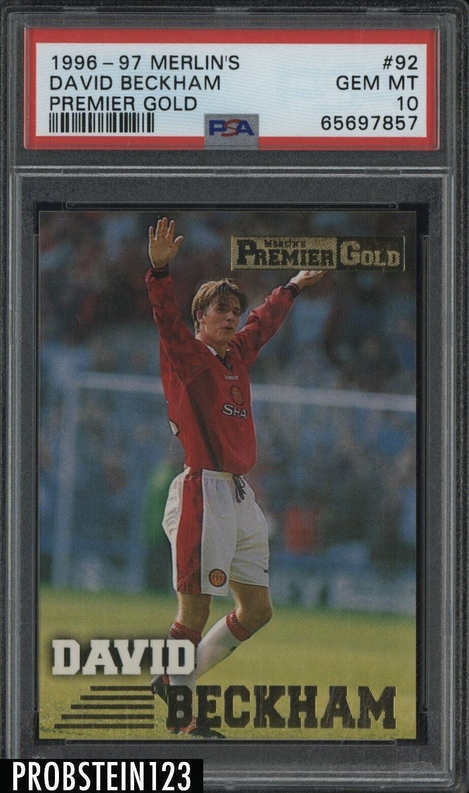1996-97 Merlin's Soccer Premier Gold #92 David Beckham RC Rookie PSA 10 - Picture 1 of 2