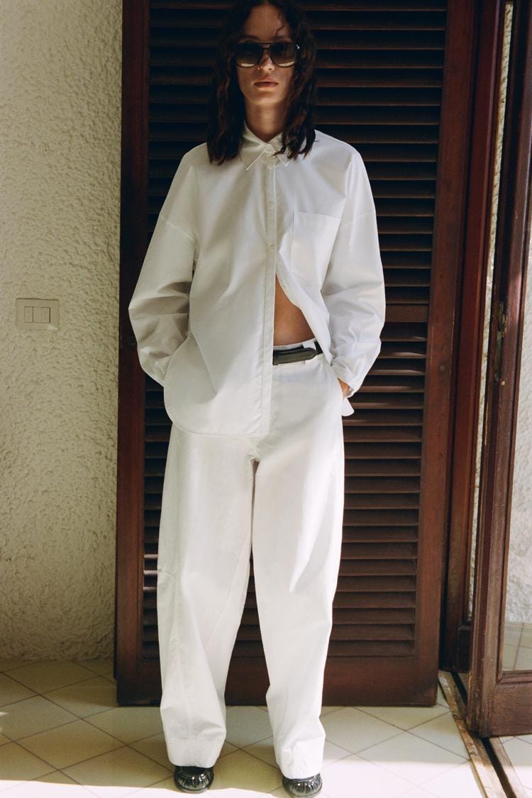 Zara TRF BARREL FIT PANTS - White - Image 0