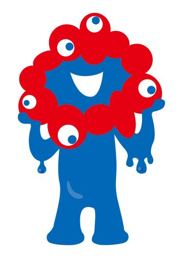 Myaku-Myaku, the official character for Expo 2025 in Osaka. It has a blue human-like body and legs, its blue arms appear to be dripping with fluid, and they are holding up a series of balls arranged in a ring, with some of the balls having eyeballs on them. Inside the ring is a blue face with a white smiling mouth. Myaku-Myaku, the official character for Expo 2025 in Osaka. It has a blue human-like body and legs, its blue arms appear to be dripping with fluid, and they are holding up a series of balls arranged in a ring, with some of the balls having eyeballs on them. Inside the ring is a blue face with a white smiling mouth.