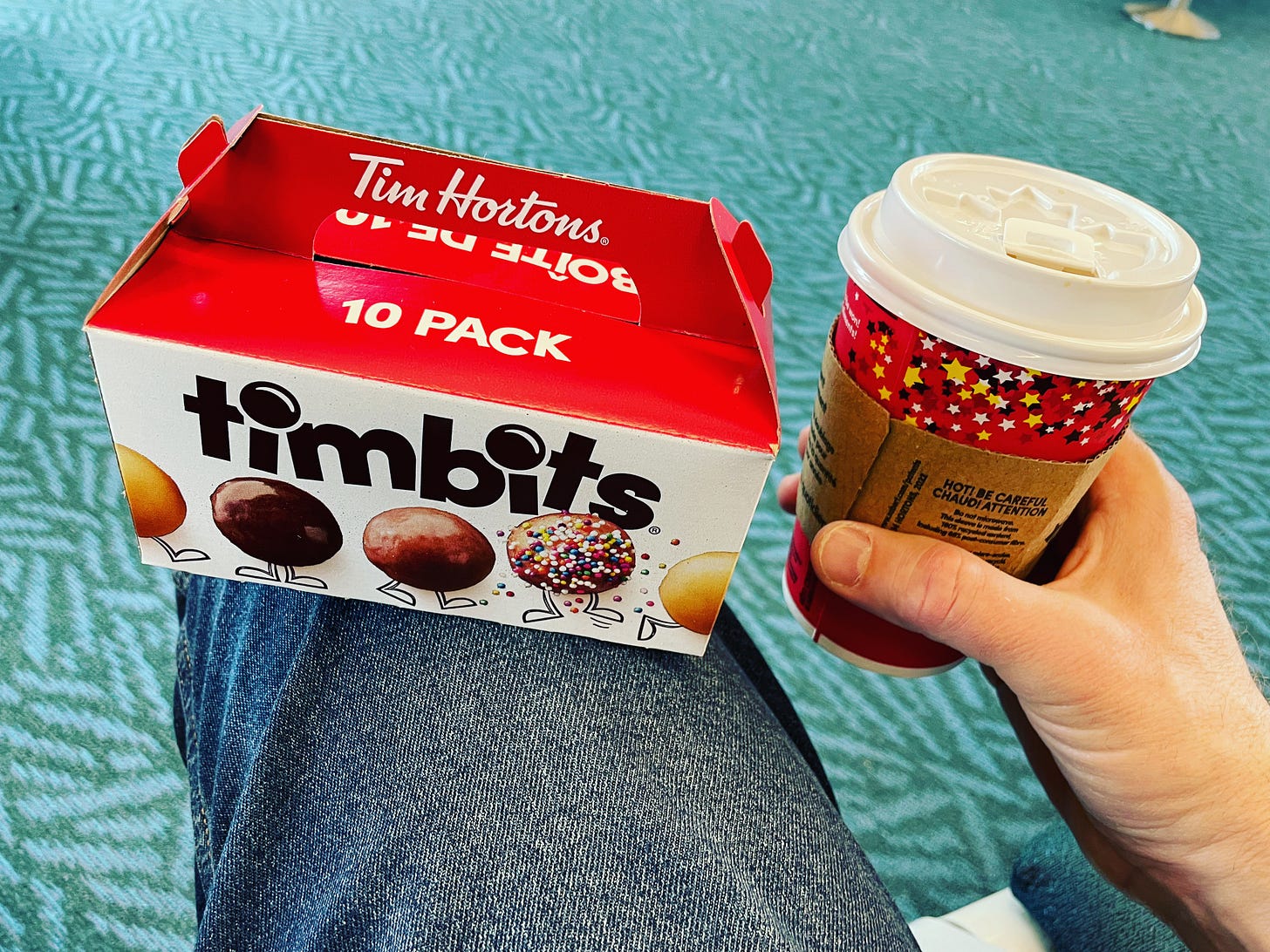 A 10-pack of timbits and a medium coffeeee