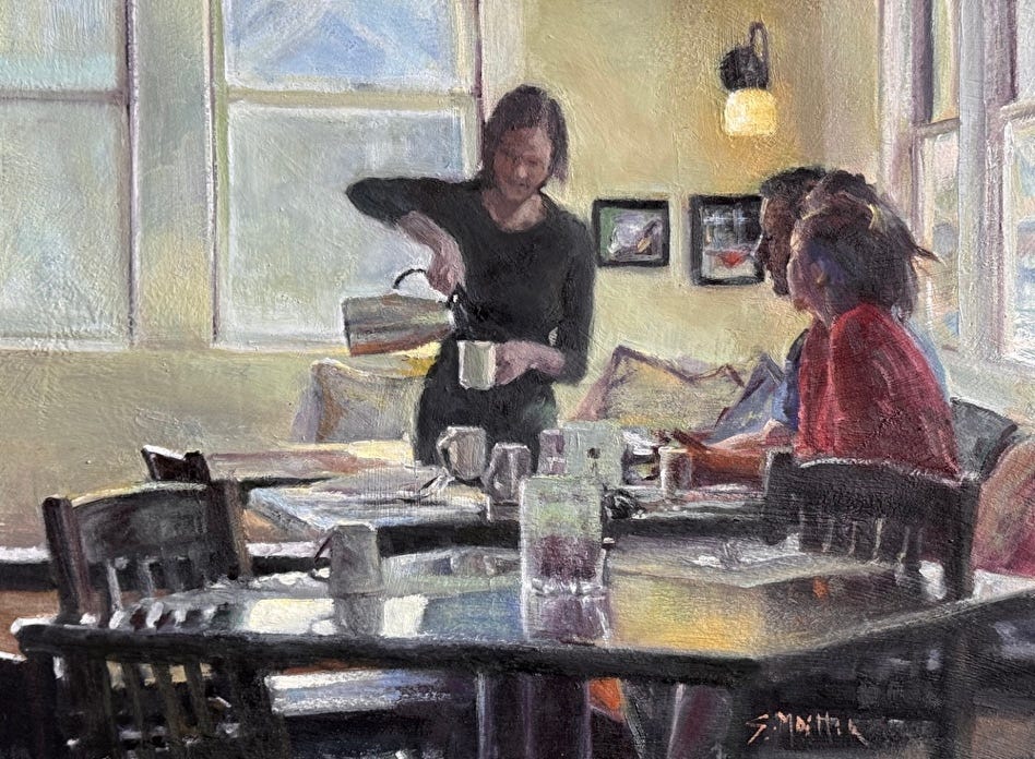 A person pouring coffee into a cup

Description automatically generated