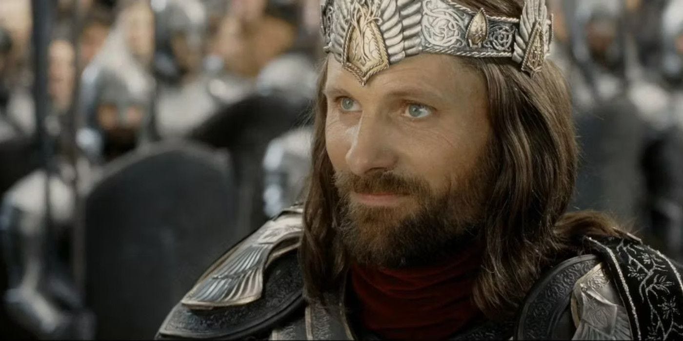 Aragorn wearing the crown in Return of the King