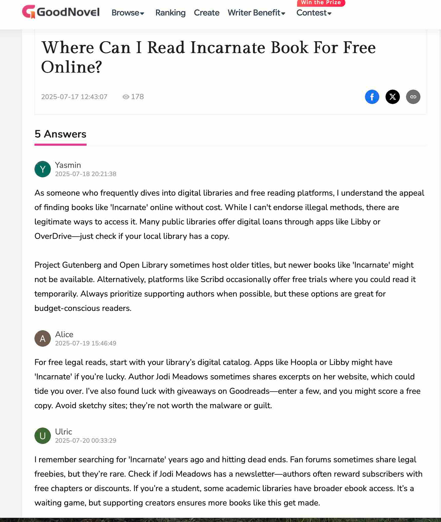 Goodnovel question: where can I read Incarnate book for free online?