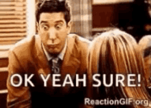 Ross from Friends nodding with caption "OK Yeah Sure!"