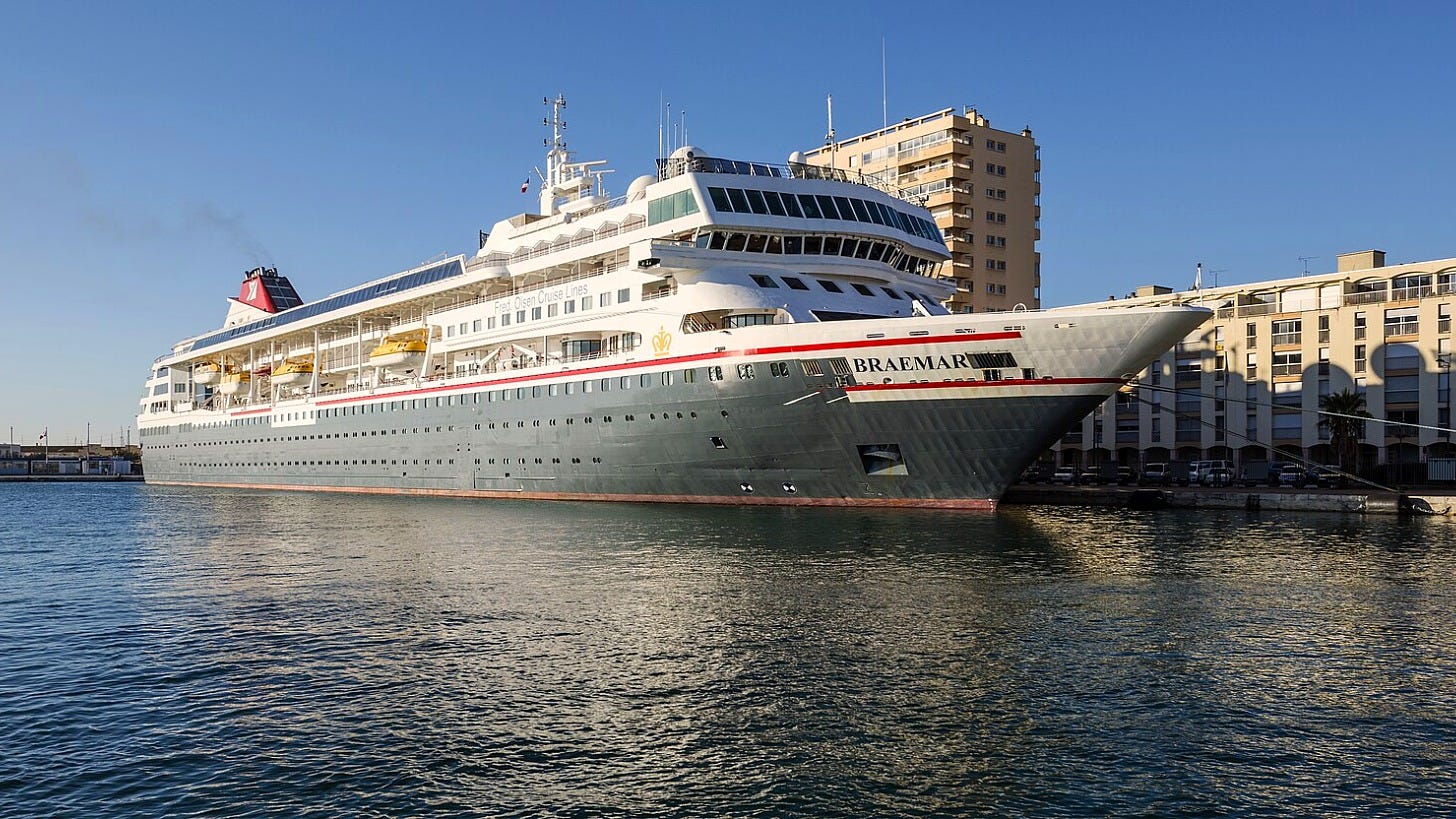 The ship as Fred. Olsen's Braemar, before it became the Villa Vie Odyssey. Image: Christian Ferrer via Wikimedia Commons The ship as Fred. Olsen's Braemar, before it became the Villa Vie Odyssey. Image: Christian Ferrer via Wikimedia Commons