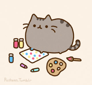 Gif of a fat cat painting.