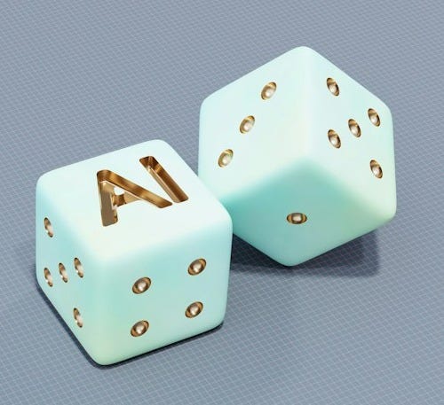 Two dice with ai letters and dots Two dice with ai letters and dots