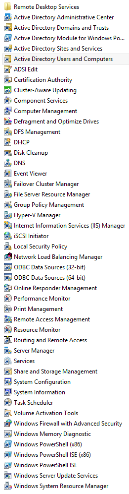 RSAT Administrative Tools List RSAT Administrative Tools List