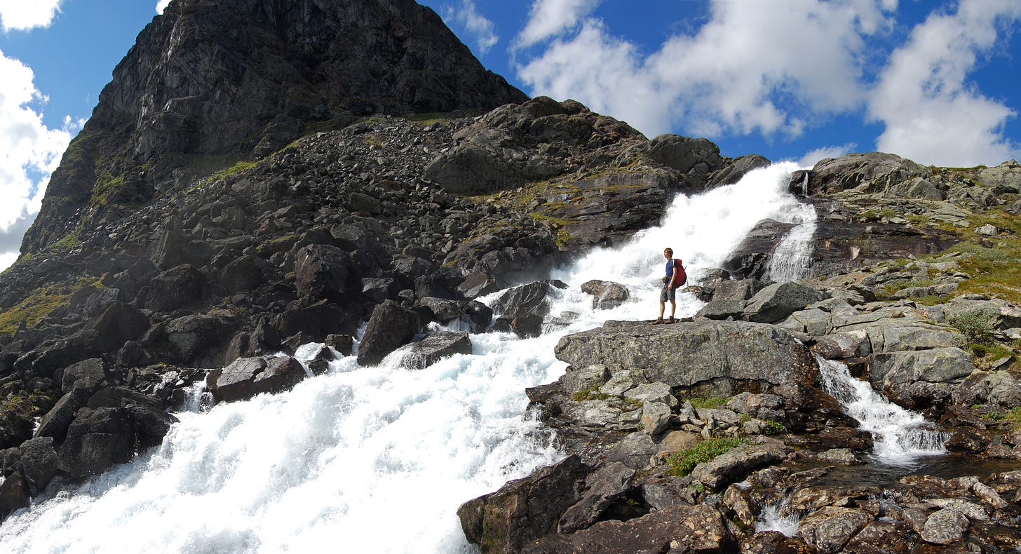 Waterfall in the Jotunheim Mountains.