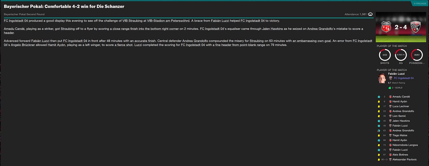 Football Manager 2023 Match Review