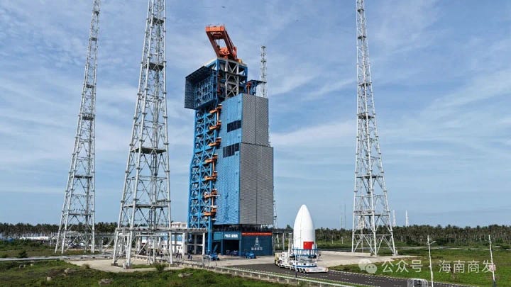 The first-stage, second-stage, and fairing for the Long March 8A heading to Commercial Launch Pad 1 at the end of June.