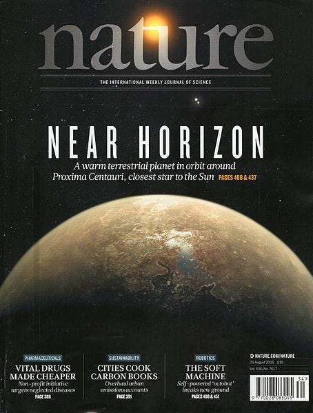 File:Nature volume 536 number 7617 cover displaying an artist’s impression of Proxima Centauri b.jpg File:Nature volume 536 number 7617 cover displaying an artist’s impression of Proxima Centauri b.jpg