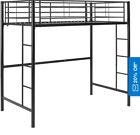 a stock photo of a metal loft bed in black