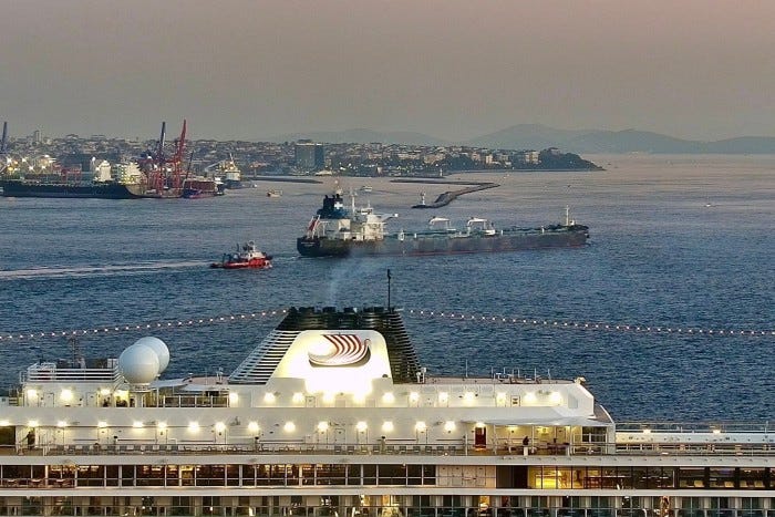Ocean AMZ ship sailing on the Bosphorus Ocean AMZ ship sailing on the Bosphorus