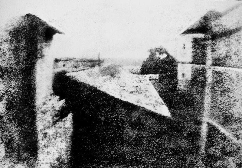 Behold 'View from the Window at Le Gras' by Nicéphore Niépce, circa 1826 – the oldest surviving camera photograph, a foundational piece of photographic history.