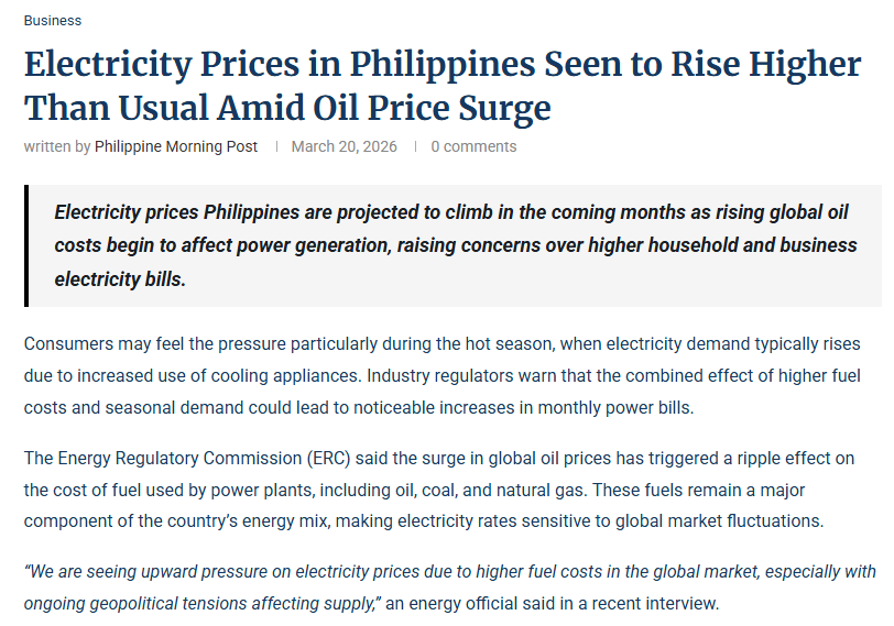 State of National Energy Emergency Declared in the Philippines Over ...
