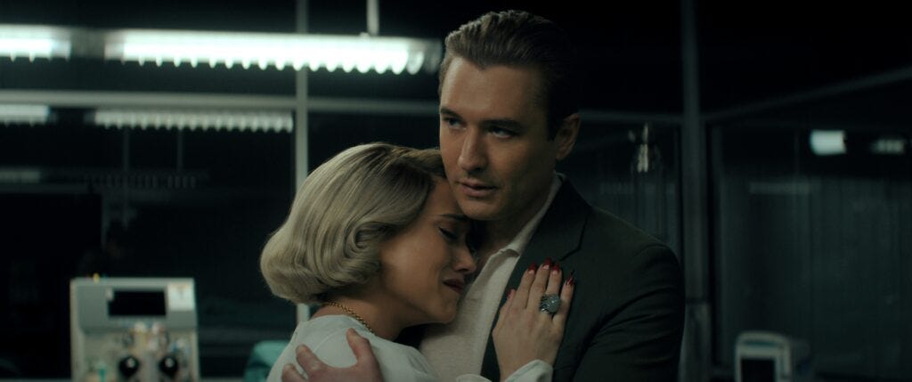 The Boroughs. (L to R) Alice Kremelberg as Anneliese Shaw, Seth Numrich as Blaine Shaw in The Boroughs. Cr. Courtesy of Netflix © 2026