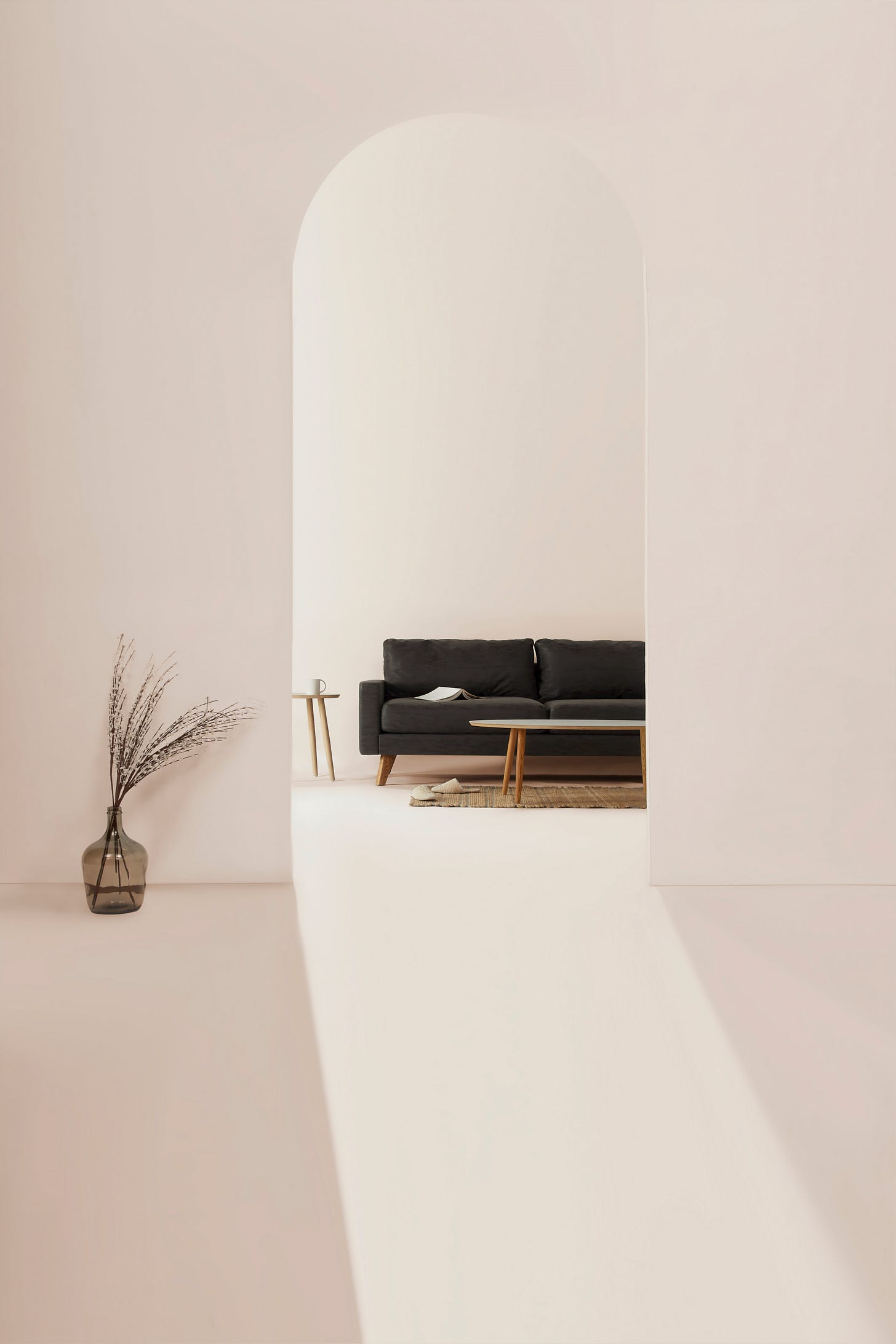 a clean room with minimalist furniture