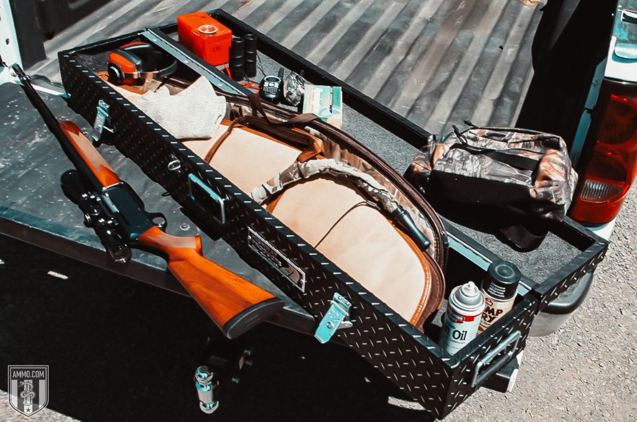 Gun and a gun case on a truck