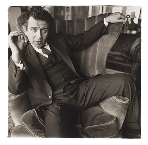 Black and white photographs of people including Susan Sontag and Norman Mailer