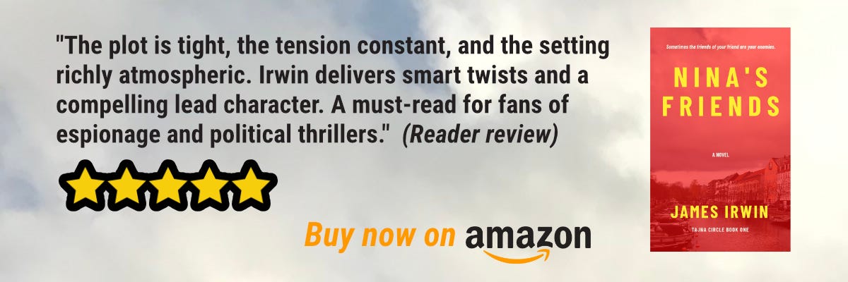 Purchase the novel Nina's Friends by James Irwin on Amazon Purchase the novel Nina's Friends by James Irwin on Amazon