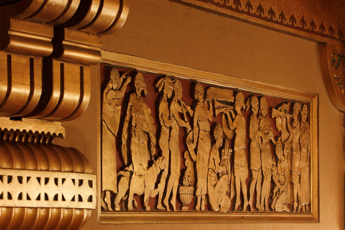 Close-up of one of the many intricate wall carvings at the historic Fox Theater. (Image source: Another Plant Entertainment) Close-up of one of the many intricate wall carvings at the historic Fox Theater. (Image source: Another Plant Entertainment)