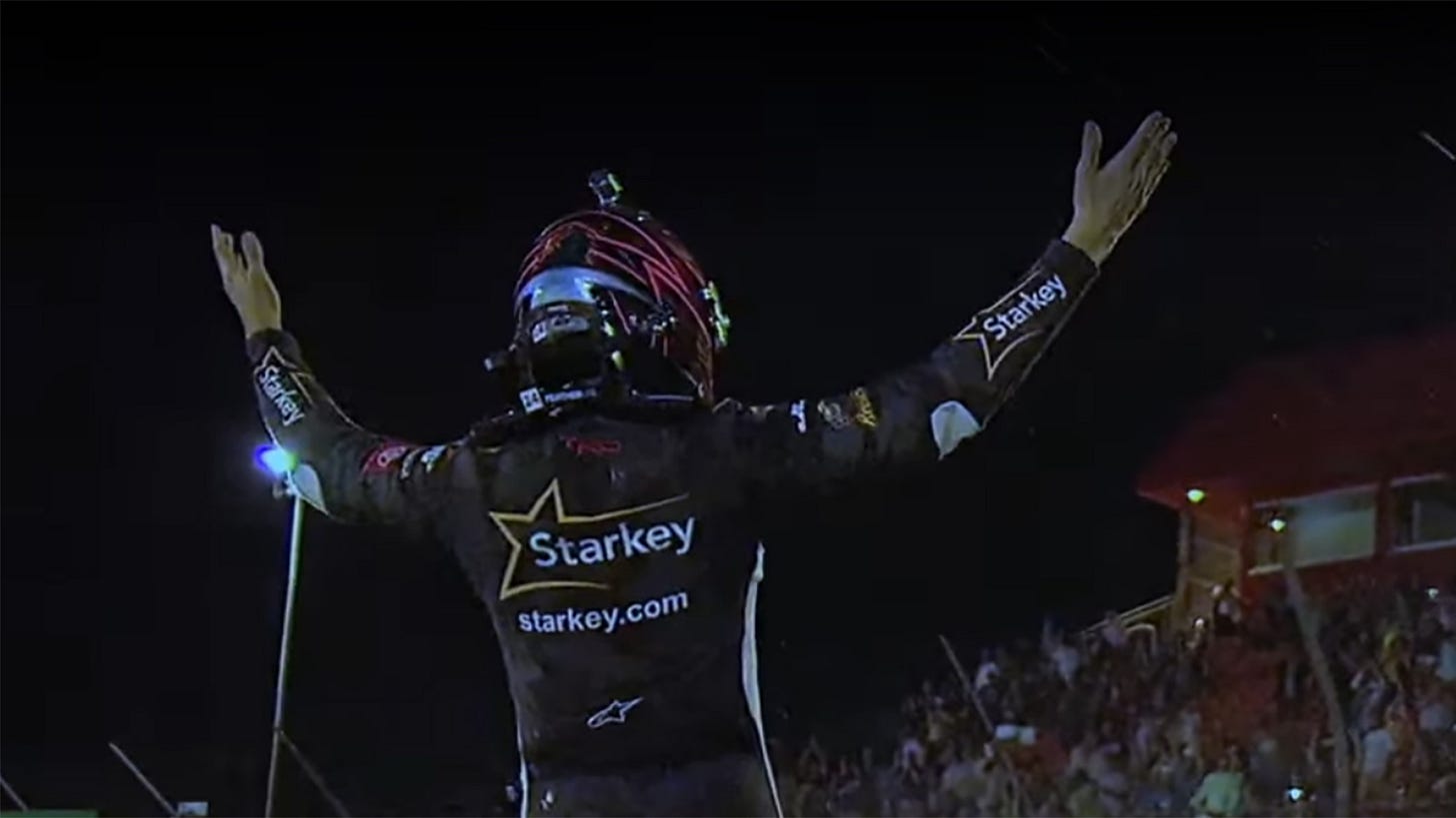 William Sawalich wins Elko Speedway ARCA race 2024 three wide finish William Sawalich wins Elko Speedway ARCA race 2024 three wide finish
