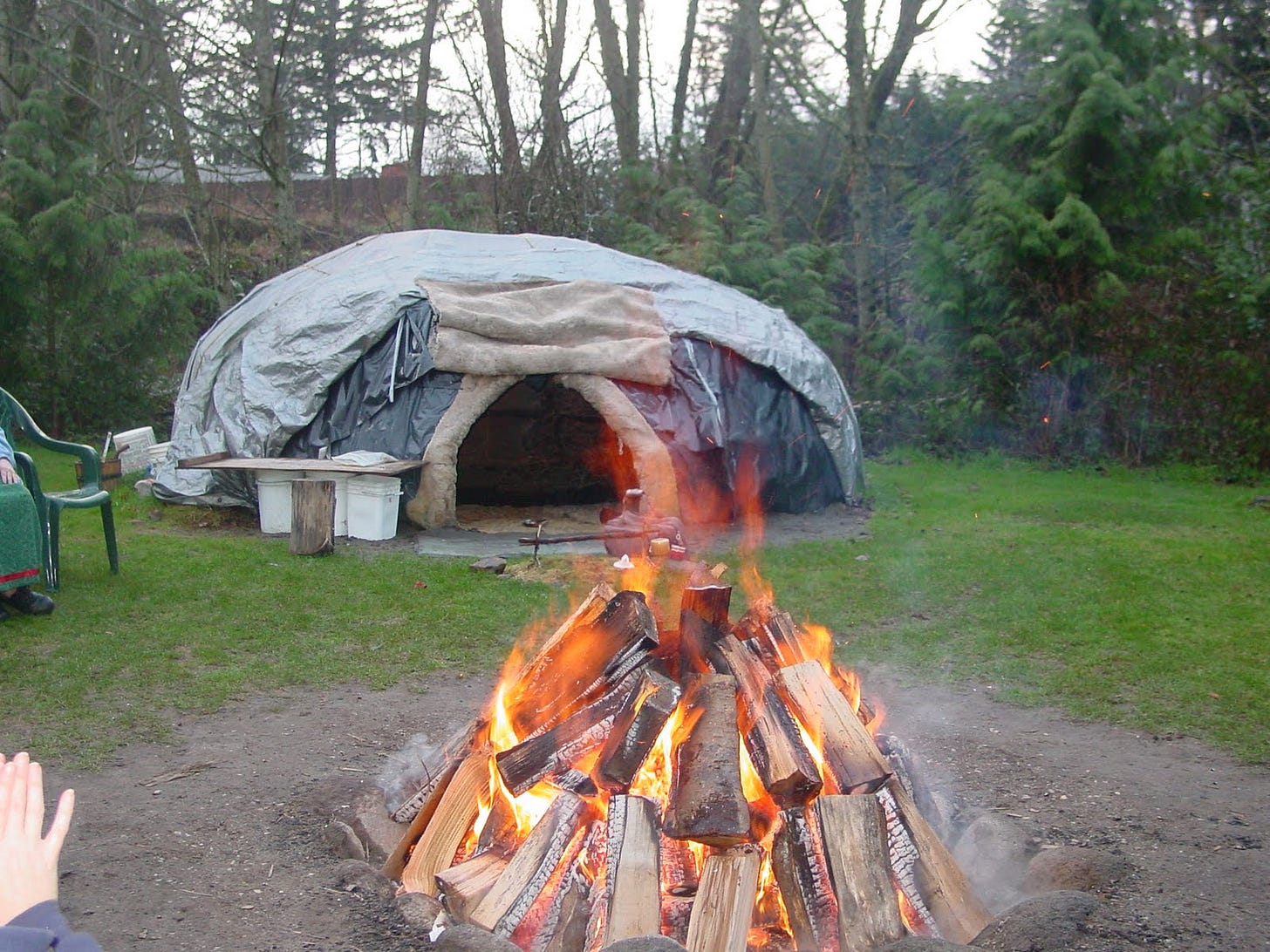 A homemade sweat lodge