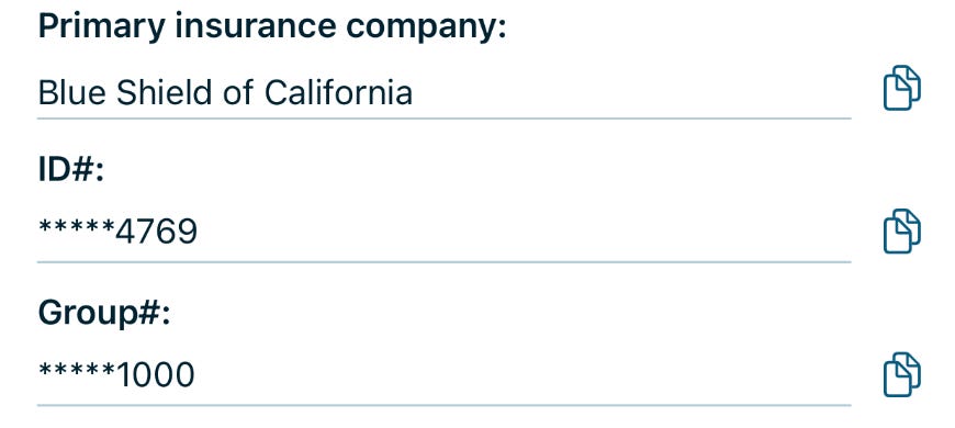 Form Assistant Results page showing protected insurance information