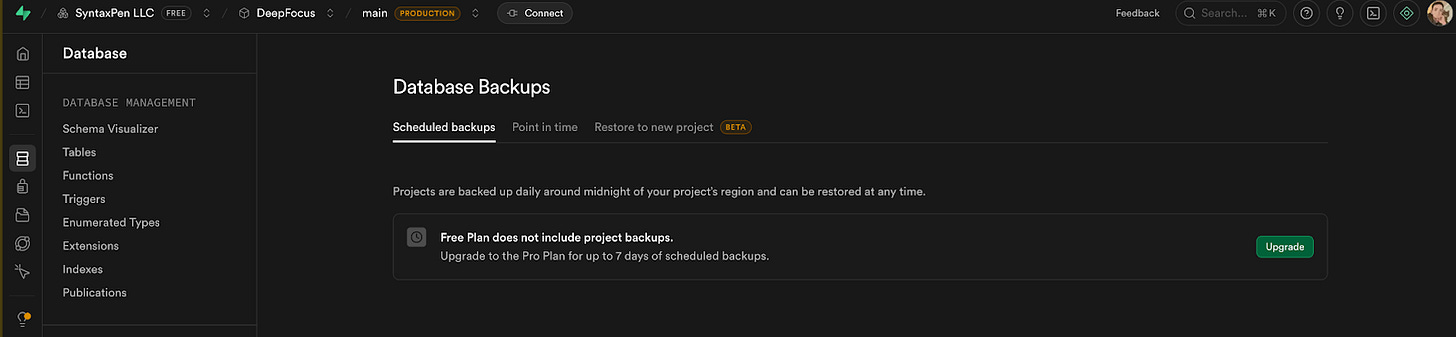 Database backups on Supabase Database backups on Supabase