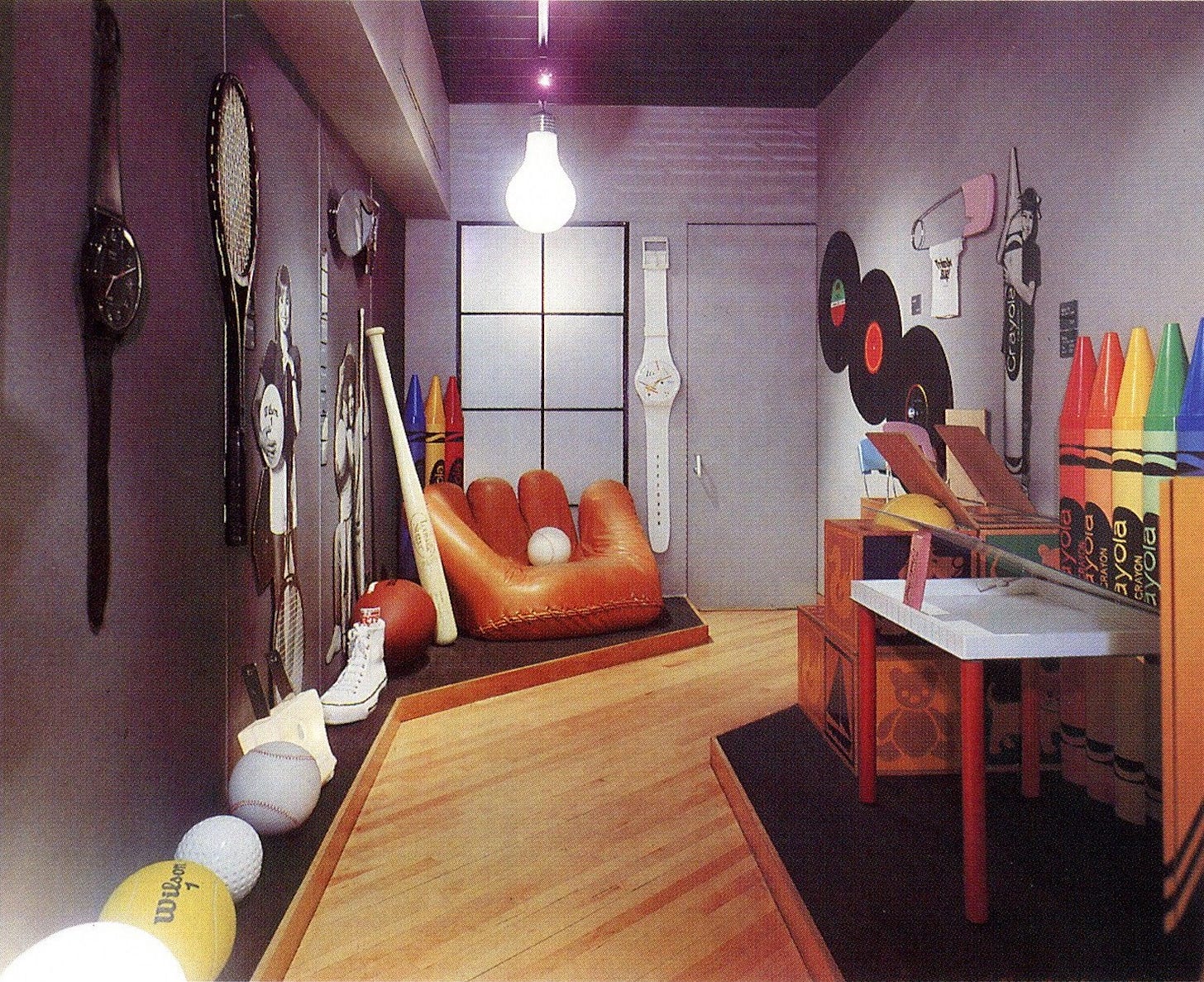 The original Think Big! store in New York City., full of oversized balls and sports equipment