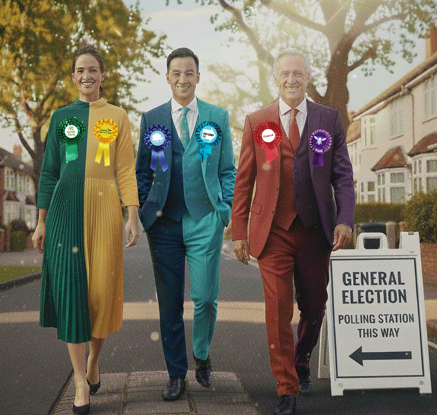 AI image of candidates wearing two-party suits